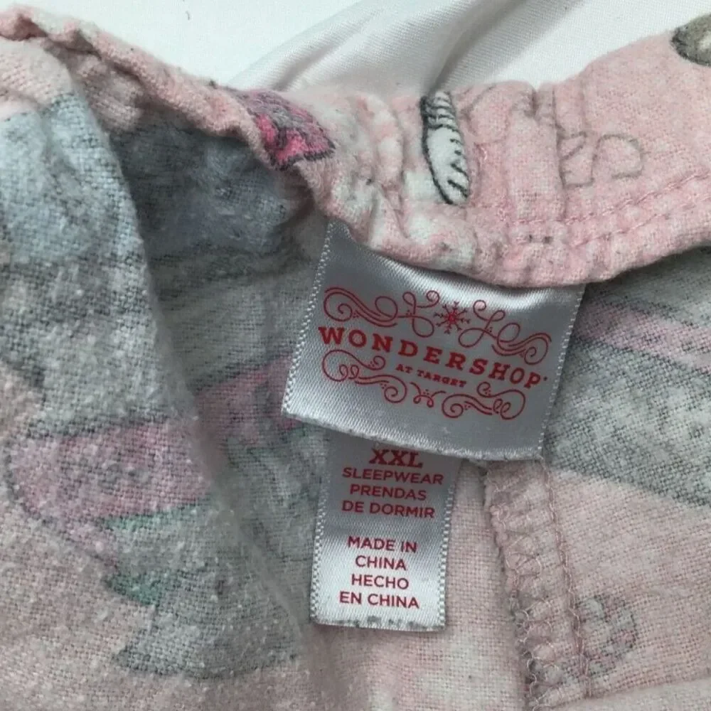 Wondershop Pink Pajama Lounge Pants Size XXL Sleepwear Coffee Cats Books